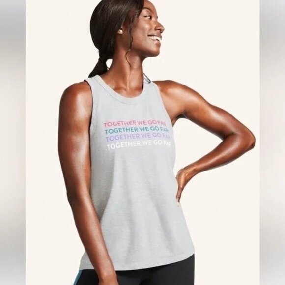NEW! Peloton Go to Racer Tank Grey Together We Go Far Shirt Women's Medium - Picture 1 of 12